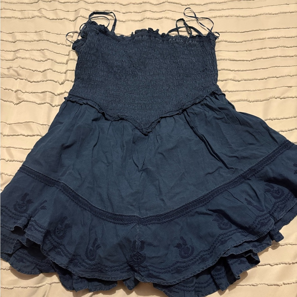 American Eagle Outfitters Dark Blue Ruffled Dress